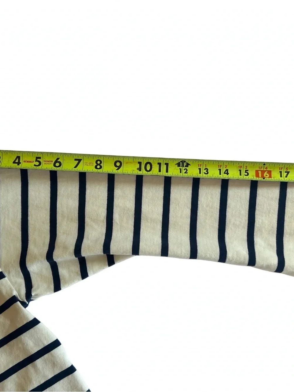 J.Crew Cropped Fit Striped Long Sleeve Tee S Cream Navy Breton 100% Cotton